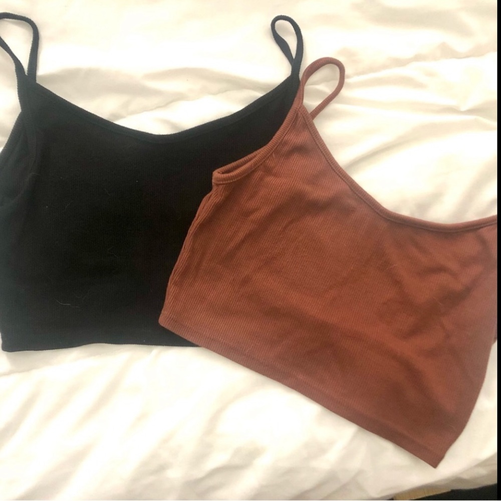 2 Joah Brown cropped CAMI WITH SKINNY STRAPS AND A DEEP SCOOP BACK.